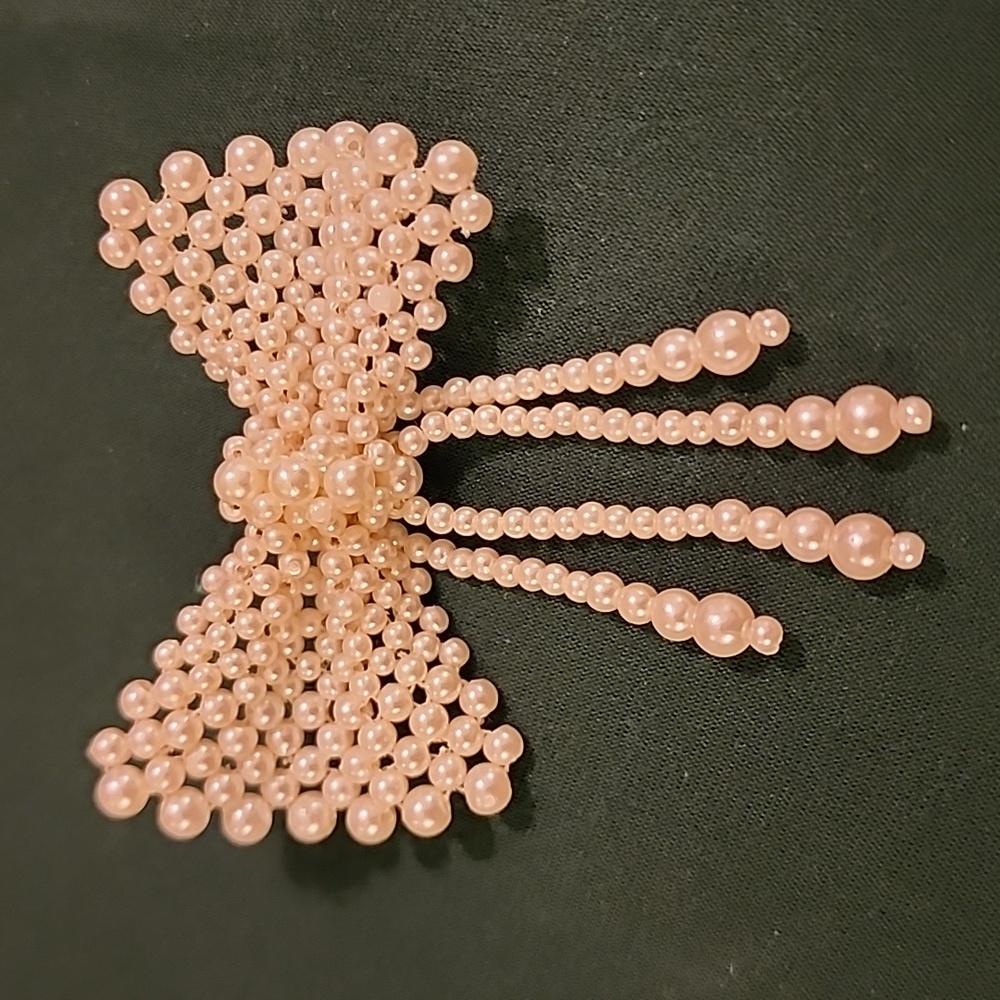 Faux Pearl Bow Pin Brooch